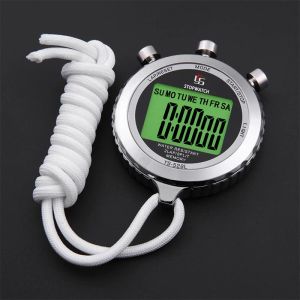 Metal Digital Timer Sports Stopwatch resistente à água Contador de memória luminoso Horas de parada Minutos Exibir 40h Contagem regressiva