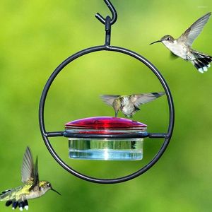 Other Bird Supplies Circular Hanging Hummingbird Feeder With Red Glass Bowl Tray For Outside Garden Backyard Patio Deck