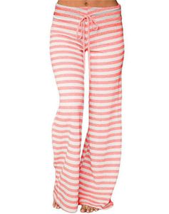 Sexy Stripe Long Pajama Pants Women's Sleepwear with Drawstring Waist Sexy Black Stripe Casual Style - Available in Big Sizes