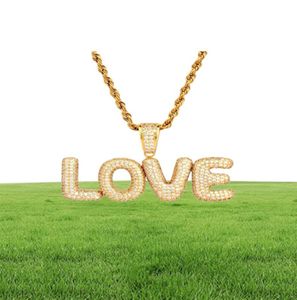 New Men039s Custom Name Small Bubble Letters Necklaces Pendant Ice Out Cubic Zircon Hip Hop Jewelry Rope Chain Two Color4958773
