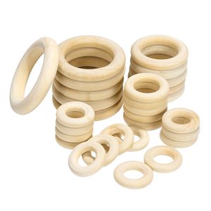 Niedokończony drewniany pierścień 15-100 mm okrąg Naturalne drewniane pierścienie gryzoni do makramy DIY rzemiosło ozdoby prezentu dla dzieci wytwarzanie biżuterii