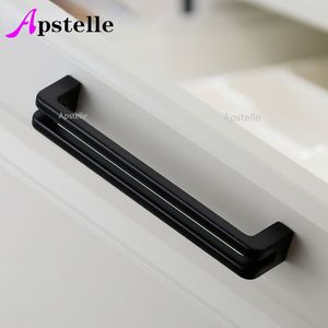 New Chinese Double Handle Door Zinc Alloy Brushed Matte Black Hollow Handle Bookcase Drawer Handle Knobs Handle Hardware