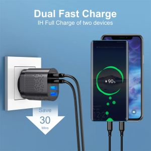 USLion 48W Korea Plug USB ładowarka 3A QC3.0 Adapter ładowarki telefonu komórkowego na iPhone 14 iPad Samsung Huawei 4 porty ładowarki ścienne