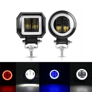 LED Motorcycle Headlight Angel Eyes Motorbike LED Auxiliary Lamp Spotlights Fog Lights Driving Lamp Universal for Car Off road