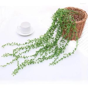 Decorative Flowers 3 Bundle 90cm Rattan With Artificial Succulents Hanging Plants Fake Vine Pearls For DIY Home Garden Wedding Party Decor