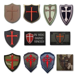 Knight Shield Crusader Yansıtıcı Nakış Bezi Hook Döngü Yama Sırt Çantası Taktik Moral Rozet Ceket için Kot Çanta