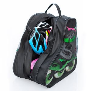 Roller Skate Storage Bag Protective Gear Helmet Backpack Three-layer Storage Large Space Blue Pink Inline Skating Storage