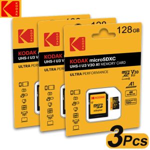 Карты 3PCS Kodak SD Memory Card 128GB SD/TF Flash Card Mini SD -карты Класс 10 Память с пакетом бесплатно SD -адаптер для телефона