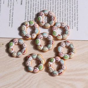 Dekorative Figuren 10pcs Cartoon Donut Flatback Harz Cabochon Miniatursimulation gefälschte Lebensmittel Handwerk DIY -Verzierung für Scrapbooking