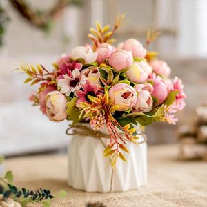 Dekorativa blommor 1st Simulation Silk Flower Bouquet Festival Wedding Valentine's Day Spring Living Room TV Cabinet and Decoration