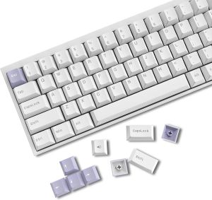 Accessories Purple on White 168 Keys Double Shot Keycaps Cherry Profile PBT Keycap for Cherry Gateron MX Switches Mechanical Gaming Keyboard