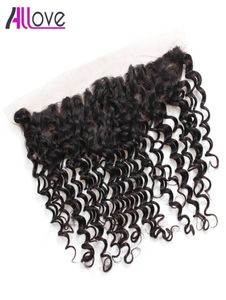 8A peruviano Deep Wave Lace Frontale Frontale 1pc Vergine brasiliano Vergine Brasile Malaysian Curly Frontal Frontal Ear in Wave Deep Wave all'orecchio Clos2575866