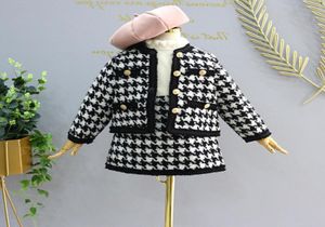 Mädchen klassische Plaid -Bekleidungs -Set Cardigan Jacketskirts Baby Girl Kids Elegant 2pcs Anzüge Kinder Herbst Kleidung Outfits6053148