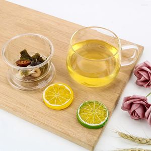 Wine Glasses 350ml Heat Resistant Glass Tea Cup Loose Leaf Strainer Coffee Filter For Home Office With Infuser And Lid Drinkware