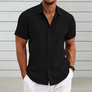 メンズカジュアルシャツメンメンフックスシャツスタイリッシュなラペルゆるいフィットボタンプラケットのプラケットの固体色の男性服のトップ