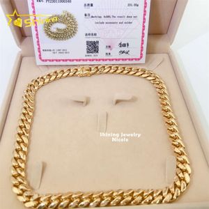 2024 Luxury Plain Design Hip Hop Custom Made 12mm 231g Solid Gold Jewelry 14Kキューバリンクチェーン