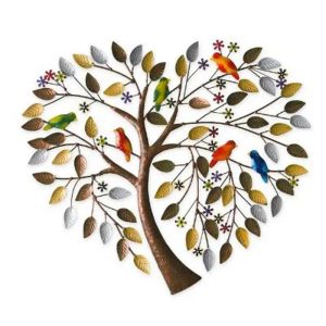 Love Tree of Life Wall Art Heart Shaped Family Tree Wall Decor Metal Decorative Wall Art For Kitchen Living Room Ornament