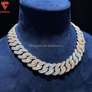 2024 Custom Hot Selling Hip Hop Vvs Moissanite 18 Inches 20 Inches 22 Inches Iced Out Moissanite Diamond Cuban Chain