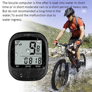 Bicycle Computer Wired Waterproof Bigital Bike Speedometer Odometer with Backlight Bike Stopwatch Speed Counter Code Table Black