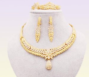 Set di gioielli per donne Dubai 24k Gold Colore India Nigeria Regali per matrimoni Orecchini in bracciale Set Etiopia Gioielli 2015095010