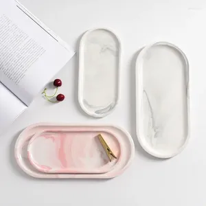 Płytki Nordic Marble Tekstura Tray Ceramiczna Owalna Talerz Western Dish Desser Magazynowanie biżuterii