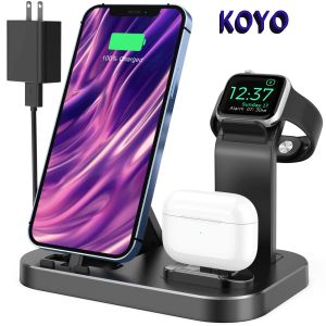 Laddare 20W SelfAtJustable Charger 4 i 1 laddningsstation för flera enheter Apple för Apple Watch, AirPods 3/2/1, iPhone -serien