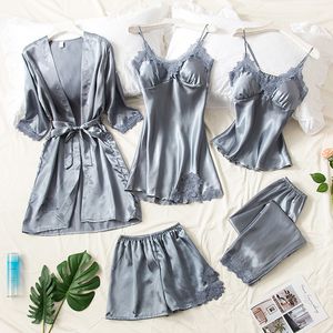 Черные кружевные сексуальные женщины Kawaii Pajamas Nightwear Silk Seelwear Set Pijamas Pajamas Loungwear Tops Sleep Plus Plus Lingerie M-xxl