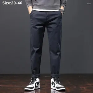 Men's Pants Stretched Casual Men Cotton Trousers Loose Plus Size 46 44 42 40 Pencil Chino Elastic Male Black Khaki Green Suit Clothing