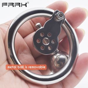 FRRK Urethral Penis Plug Inverted Male Chastity Cage with 22mm Solid Metal Ball BDSM Erotic Sex Toys Shop for Adults 18