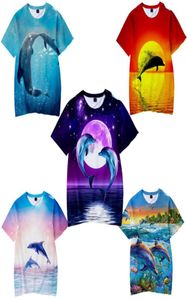 Животные Dolphin 3D -печатная футболка женщин, мужчины, девочки девочки, дети летняя мода с коротким рукавом смешной футболка графики Tees Streetwear1849009