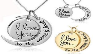 Mond Halskette Ich liebe dich an den Mond und die Rücken Halskette Anhänger für Mutter Schwester Familienanhänger Link Kette Choker Fashion Designer7728382