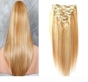 Piano color 27 613 100g virgin brazilian hair clip in extensions 7pcs clip in human hair extensions straight7343292