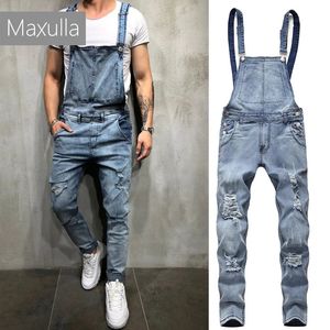 Maxulla Denim Ovalongers Men SpringRompers Male Carpenter JeansスタイリッシュサスペンダービブオーバーオールズズボンズメンストリートウェアMLA034 240411