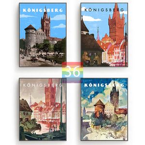 Retro Travel Poster of Konigsberg Prussia Canvas Vintage Wall Decor Picture Retro Wall Art Germany City Travel Wall Decoration