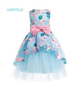 HappyPlus Floral Girl Dress Evening Christmas New Year Children Dress 3 4 5 6 7 8 9 10 år Flamingo Dress for Girls Party J190707982533