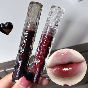 Água de água nude marrom marrom gloss duradouro espelho à prova d'água de chá de vidro vermelho batom não fácil de desbotamento do esmalte lábio lábios maquiagem cosmética 240410