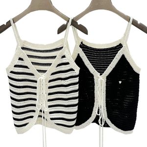 Ny semesterstickväst kvinnors avslappnade andningsväster Vest Sexig Camisole V Neck Cardigan Women Knits Tee Designer Tank Top