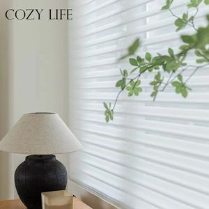 Luxury Motorized Shangri-La Blinds Double Layers Day and Night Sheer Roller Shades Blinds for Windows Living Room Bedroom Custom