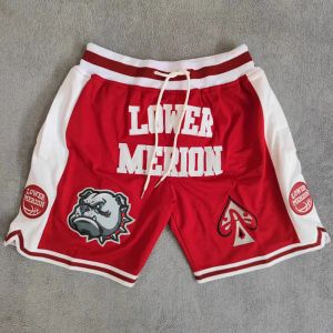 Pants Mm Masmig Maroon Lower Merion High School Basketball Shorts Embroideried Bryant Street Style Training Pants