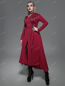 Rosegal Sonbahar Kadınlar Longline Coat kapüşonlu Dantel Yukarı Fermuar Yüksek Düşük Maksi Üstler Kadın Hoodies için Kostüm Uzun Dış Giyim Kırmızı Paltolar4XL