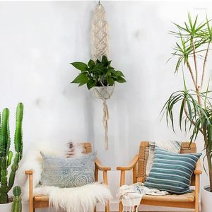 Tapisseries Plant Flowerpot Holder flätad Knitting Macrame Tapestry Basket Hanging Bohemian Simple Wall Decorative