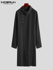 Men Fashion Solid Color Long Sleeve Clothing Long Shirts Vintage Loose Kurtas Blouse Casual Muslim Kaftan Robes INCERUN16689475