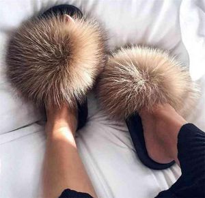 Ethel Anderson Fuzzy fur Slippers Flip Flop Women Fur Slides Furry y Plush Designer Summer 2109142936085