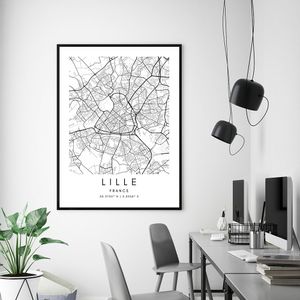 Lille City Map Nordic Affischer Hometown Street Prints Map Canvas Målning Anpassad Frankrike Map Wall Art Poster Minimalist Heminredning