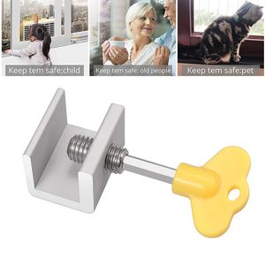 1Pc Window Security Key Lock Child Safety Anti-theft Door Stopper Sliding Door Windows Restrictor Household Improvement Hardware