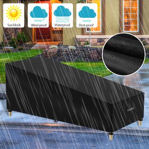 Patio Sun Lounge Chair Cover Waterproof Outdoor Black Furniture Cover Waterproof Windproof 210D Oxford Cloth Heavy Duty Garden