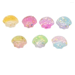 Fiori decorativi 20/50 pezzi Mix Colours Kawaii Glitter Resina Gradiente a conchiglia Flatback Cabochon Accessori per scrapbook per capelli fai -da -te per capelli fai -da -te