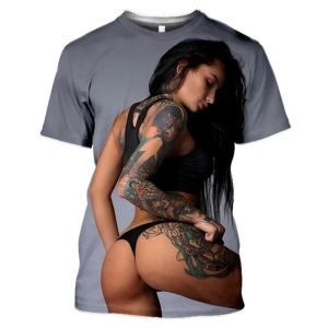 Güzellik Vücut Sanatı Seksi 3D Harajuku Baskı Erkekler T-Shirt Street Popüler Hip Hop Yuvarlak Boyun Kısa Kollu Tişört Büyük boyutlu üst