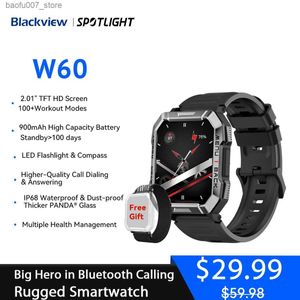 Wristwatches Blackview W60 2024 New Intelligent 2.01-inch HD Display TFT Sturdy Outdoor Intelligence with Emergency Lighting Bluetooth Calling