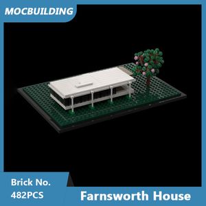 Mocbuilding blockerar Farnsworth House Model 21054 Vita huset Alternativ Build DIY Assembled Bricks Architecture Display Toys